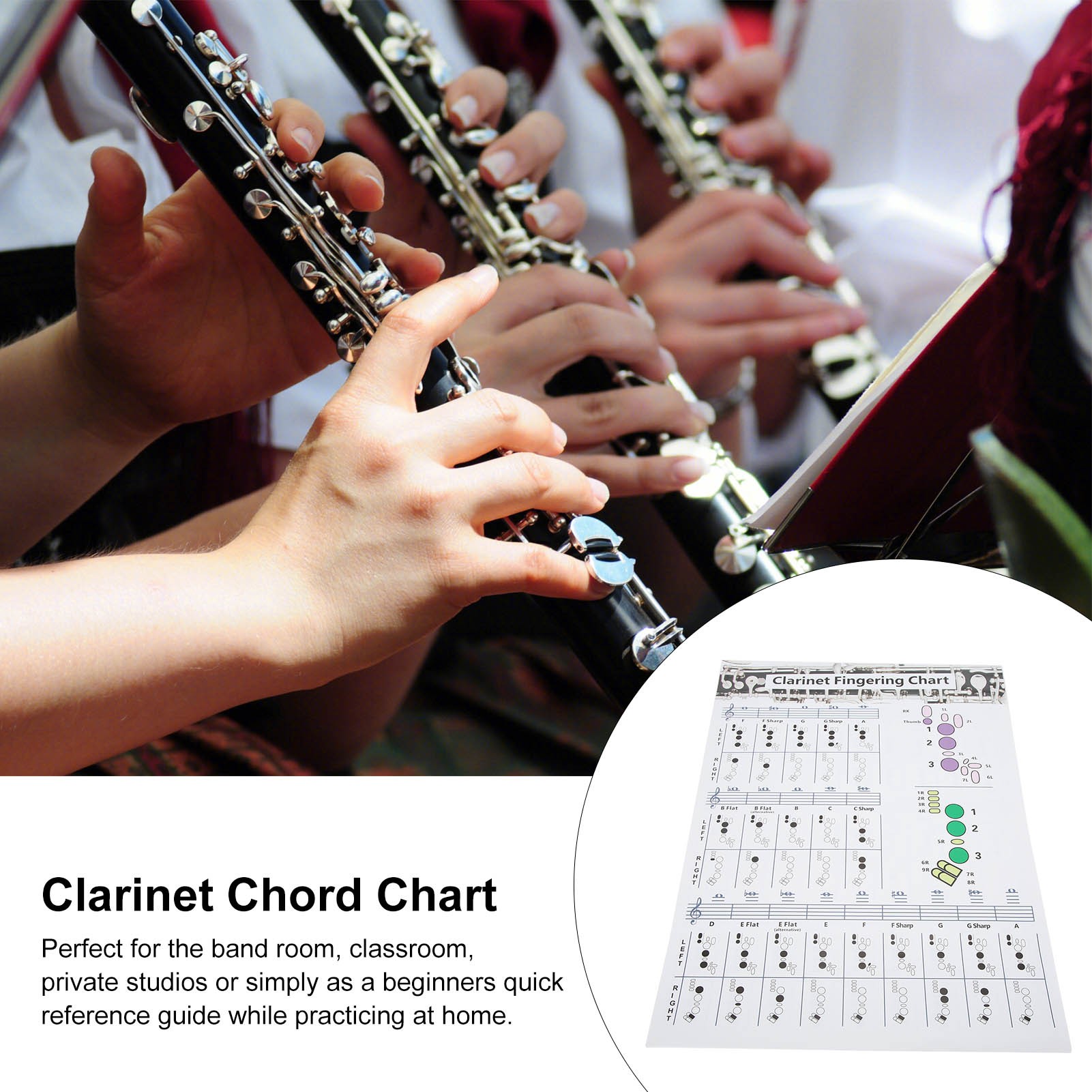 Clarinet Fingering Chart Clari - Musical Instrument Poster review and price
