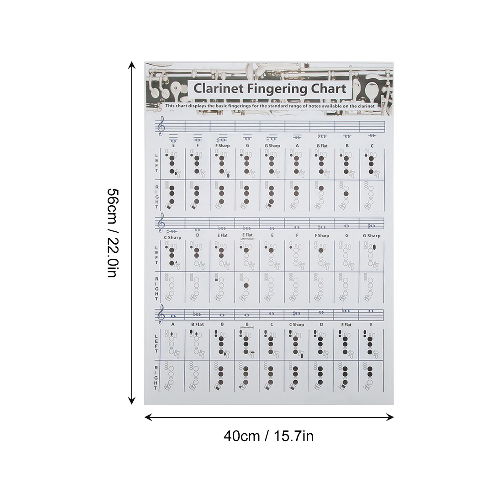Clarinet Fingering Chart Clari - Musical Instrument Poster review and price