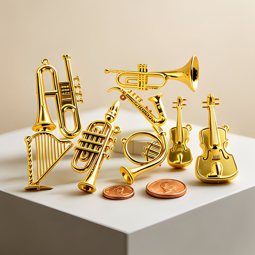 5/18pcs Random Mini Golden Mus - Musical Instrument Xmas Ornaments review and price
